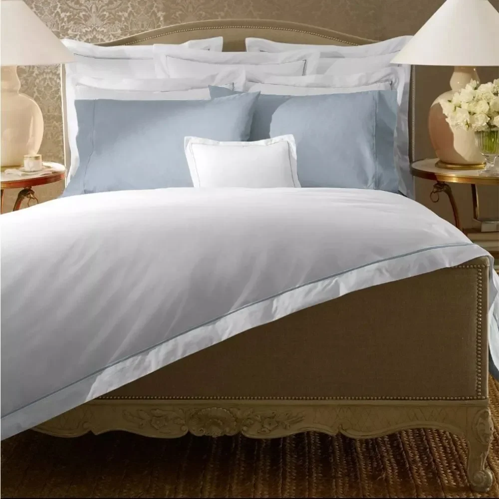 NWT Ralph Lauren Queen Flat Sheet Organic Cotton Palmer Polo Sky Blue